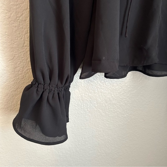 NWT, Madewell Women’s Long-Sleeve Tie-Neck Semisheer Top True Black, Size Medium - Picture 7 of 10